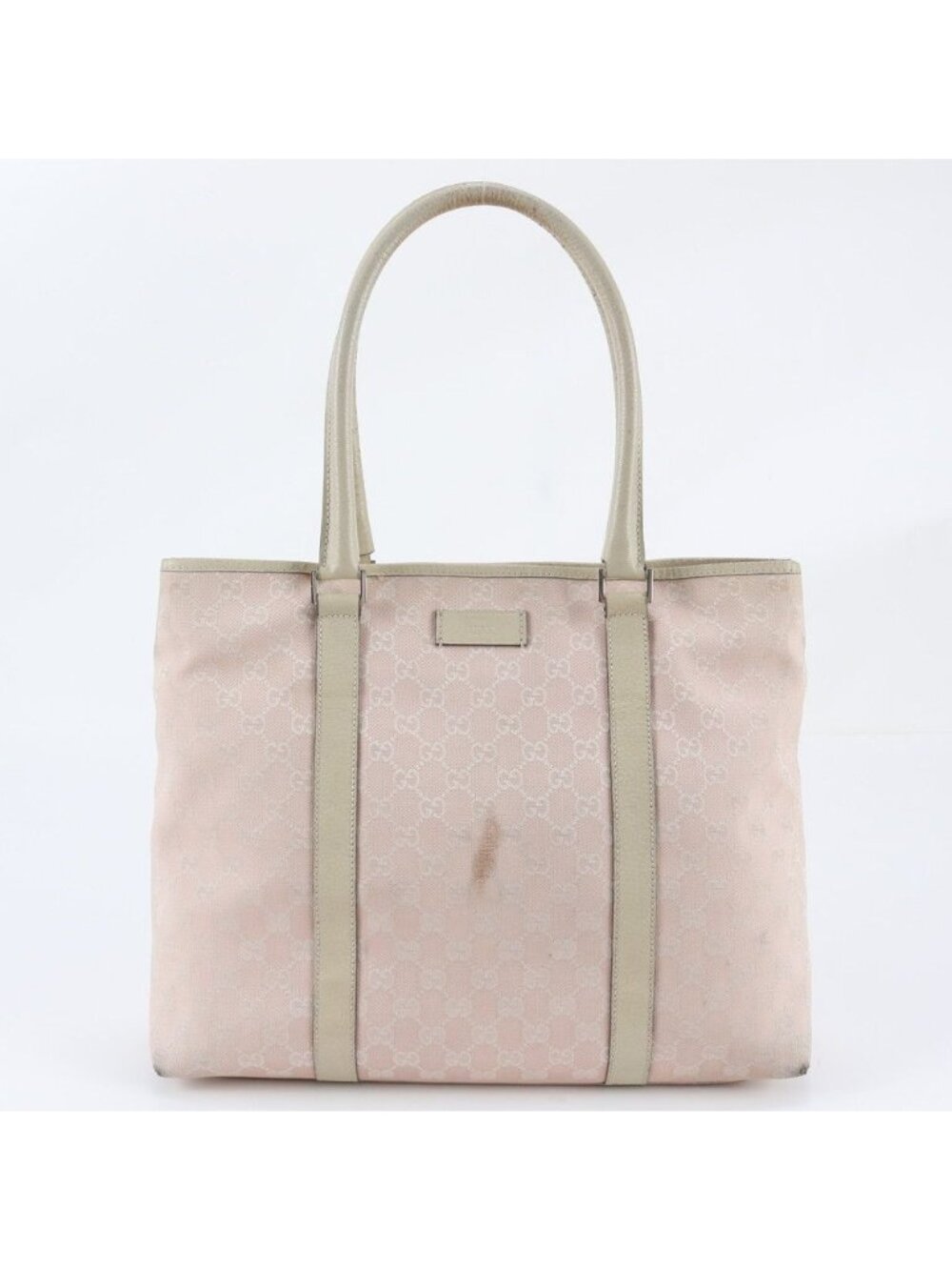 Gucci GG Canvas Leather Tote Bag Shoulder Handle